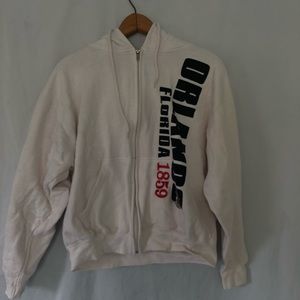 White zip up hoodie